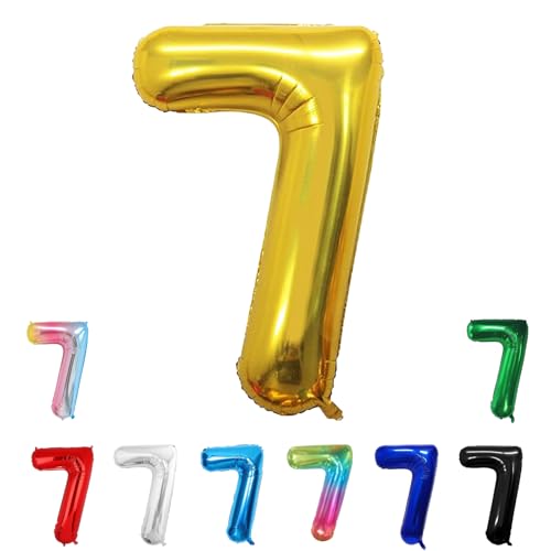 Geburtstags-Zahlenballons XXL-Riesen-Folienballons 40 Zoll – 101 cm Luftballons Geburtstag Jungen Mädchen Babyparty Geburtstagsdekorationen Jubiläumsparty-Dekorationen (Gold, 7) von lxmydm