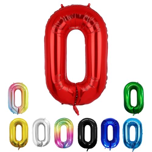 Geburtstags-Zahlenballons XXL-Riesen-Folienballons 40 Zoll – 101 cm Luftballons Geburtstag Jungen Mädchen Babyparty Geburtstagsdekorationen Jubiläumsparty-Dekorationen (Rot, 0) von lxmydm
