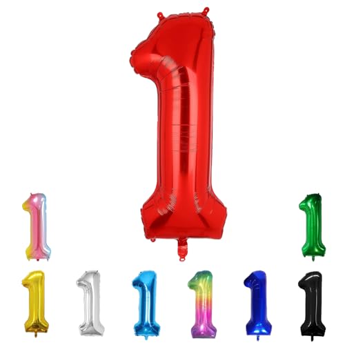 Geburtstags-Zahlenballons XXL-Riesen-Folienballons 40 Zoll – 101 cm Luftballons Geburtstag Jungen Mädchen Babyparty Geburtstagsdekorationen Jubiläumsparty-Dekorationen (Rot, 1) von lxmydm