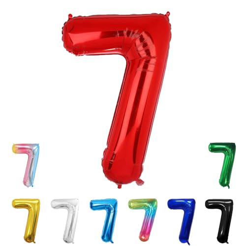 Geburtstags-Zahlenballons XXL-Riesen-Folienballons 40 Zoll – 101 cm Luftballons Geburtstag Jungen Mädchen Babyparty Geburtstagsdekorationen Jubiläumsparty-Dekorationen (Rot, 7) von lxmydm