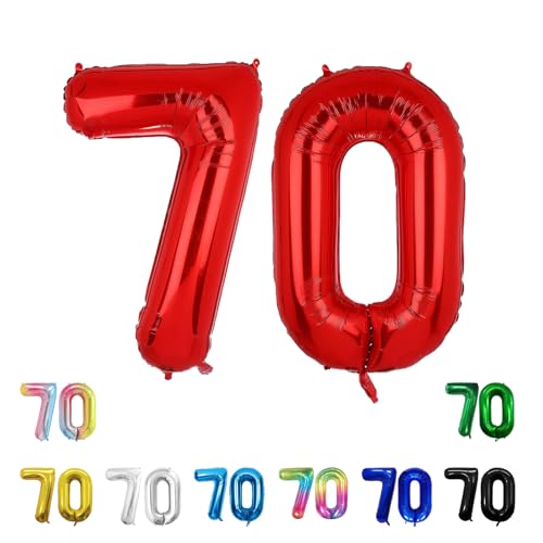 Geburtstags-Zahlenballons XXL-Riesen-Folienballons 40 Zoll – 101 cm Luftballons Geburtstag Jungen Mädchen Babyparty Geburtstagsdekorationen Jubiläumsparty-Dekorationen (Rot, 70) von lxmydm
