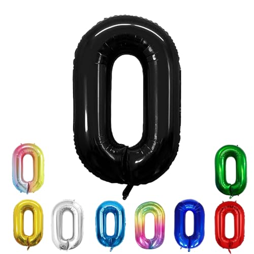Geburtstags-Zahlenballons XXL-Riesen-Folienballons 40 Zoll – 101 cm Luftballons Geburtstag Jungen Mädchen Babyparty Geburtstagsdekorationen Jubiläumsparty-Dekorationen (Schwarz, 0) von lxmydm