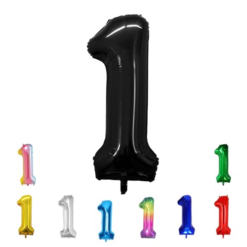 Geburtstags-Zahlenballons XXL-Riesen-Folienballons 40 Zoll – 101 cm Luftballons Geburtstag Jungen Mädchen Babyparty Geburtstagsdekorationen Jubiläumsparty-Dekorationen (Schwarz, 1) von lxmydm