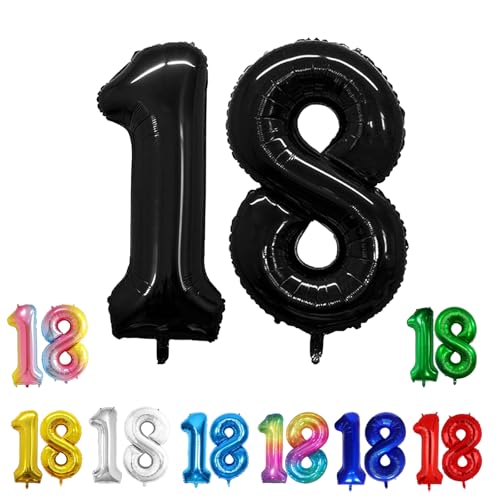 Geburtstags-Zahlenballons XXL-Riesen-Folienballons 40 Zoll – 101 cm Luftballons Geburtstag Jungen Mädchen Babyparty Geburtstagsdekorationen Jubiläumsparty-Dekorationen (Schwarz, 18) von lxmydm