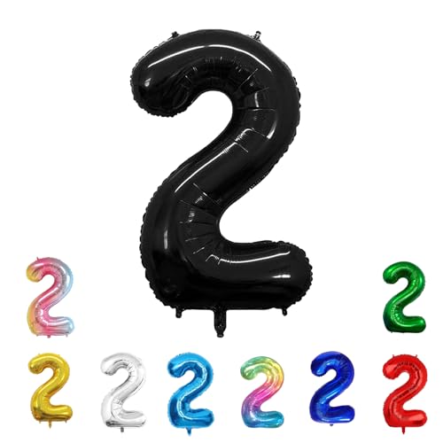 Geburtstags-Zahlenballons XXL-Riesen-Folienballons 40 Zoll – 101 cm Luftballons Geburtstag Jungen Mädchen Babyparty Geburtstagsdekorationen Jubiläumsparty-Dekorationen (Schwarz, 2) von lxmydm