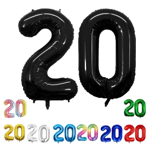 Geburtstags-Zahlenballons XXL-Riesen-Folienballons 40 Zoll – 101 cm Luftballons Geburtstag Jungen Mädchen Babyparty Geburtstagsdekorationen Jubiläumsparty-Dekorationen (Schwarz, 20) von lxmydm