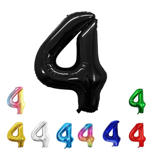 Geburtstags-Zahlenballons XXL-Riesen-Folienballons 40 Zoll – 101 cm Luftballons Geburtstag Jungen Mädchen Babyparty Geburtstagsdekorationen Jubiläumsparty-Dekorationen (Schwarz, 4) von lxmydm