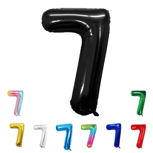 Geburtstags-Zahlenballons XXL-Riesen-Folienballons 40 Zoll – 101 cm Luftballons Geburtstag Jungen Mädchen Babyparty Geburtstagsdekorationen Jubiläumsparty-Dekorationen (Schwarz, 7) von lxmydm