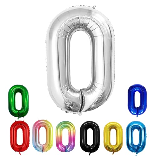 Geburtstags-Zahlenballons XXL-Riesen-Folienballons 40 Zoll – 101 cm Luftballons Geburtstag Jungen Mädchen Babyparty Geburtstagsdekorationen Jubiläumsparty-Dekorationen (Silber, 0) von lxmydm