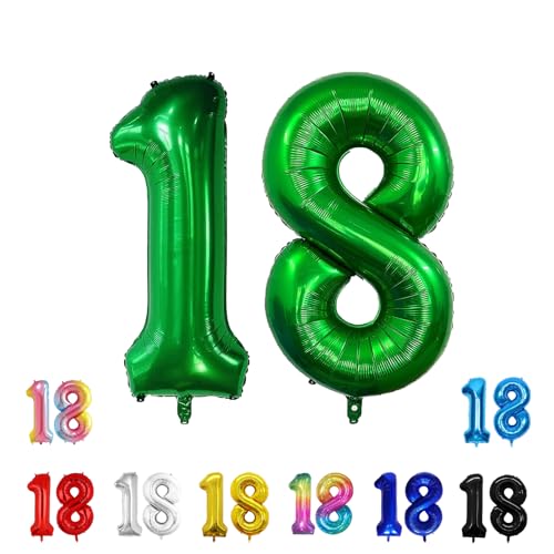 Geburtstags-Zahlenballons XXL-Riesen-Folienballons 40 Zoll – 101 cm Luftballons Geburtstag Jungen Mädchen Babyparty Geburtstagsdekorationen Jubiläumsparty-Dekorationen (dunkelgrün, 18) von lxmydm