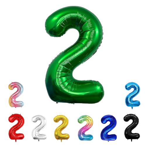 Geburtstags-Zahlenballons XXL-Riesen-Folienballons 40 Zoll – 101 cm Luftballons Geburtstag Jungen Mädchen Babyparty Geburtstagsdekorationen Jubiläumsparty-Dekorationen (dunkelgrün, 2) von lxmydm