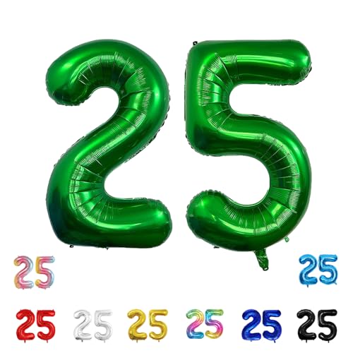 Geburtstags-Zahlenballons XXL-Riesen-Folienballons 40 Zoll – 101 cm Luftballons Geburtstag Jungen Mädchen Babyparty Geburtstagsdekorationen Jubiläumsparty-Dekorationen (dunkelgrün, 25) von lxmydm