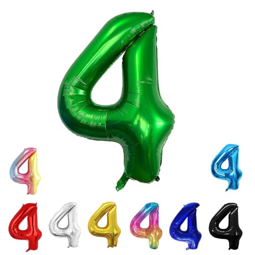 Geburtstags-Zahlenballons XXL-Riesen-Folienballons 40 Zoll – 101 cm Luftballons Geburtstag Jungen Mädchen Babyparty Geburtstagsdekorationen Jubiläumsparty-Dekorationen (dunkelgrün, 4) von lxmydm