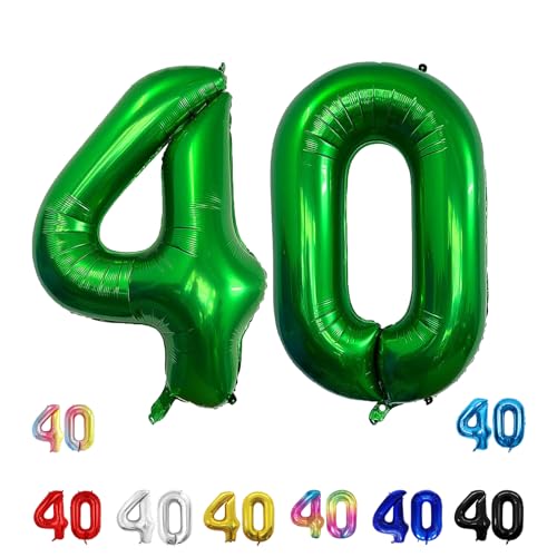 Geburtstags-Zahlenballons XXL-Riesen-Folienballons 40 Zoll – 101 cm Luftballons Geburtstag Jungen Mädchen Babyparty Geburtstagsdekorationen Jubiläumsparty-Dekorationen (dunkelgrün, 40) von lxmydm