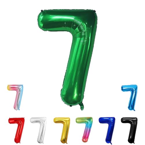 Geburtstags-Zahlenballons XXL-Riesen-Folienballons 40 Zoll – 101 cm Luftballons Geburtstag Jungen Mädchen Babyparty Geburtstagsdekorationen Jubiläumsparty-Dekorationen (dunkelgrün, 7) von lxmydm