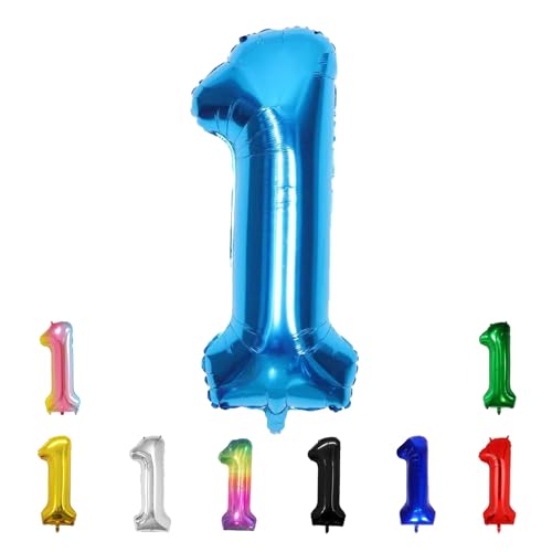 Geburtstags-Zahlenballons XXL-Riesen-Folienballons 40 Zoll – 101 cm Luftballons Geburtstag Jungen Mädchen Babyparty Geburtstagsdekorationen Jubiläumsparty-Dekorationen (hellblau, 1) von lxmydm
