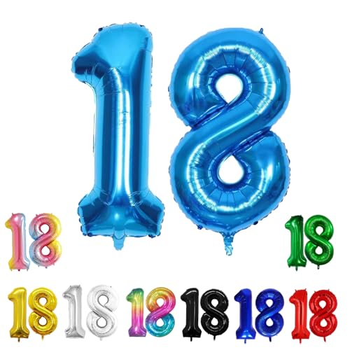 Geburtstags-Zahlenballons XXL-Riesen-Folienballons 40 Zoll – 101 cm Luftballons Geburtstag Jungen Mädchen Babyparty Geburtstagsdekorationen Jubiläumsparty-Dekorationen (hellblau, 18) von lxmydm