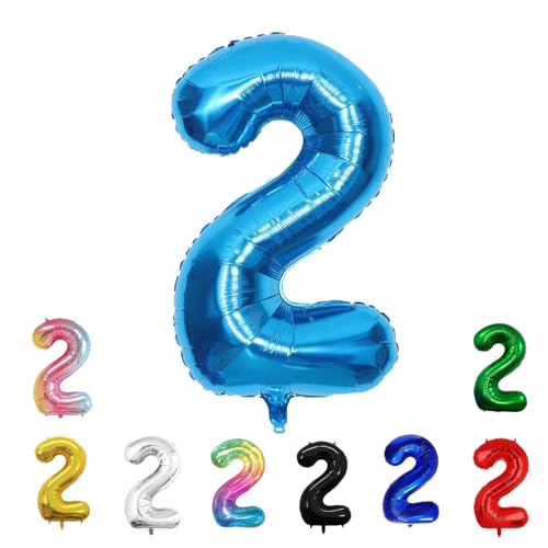 Geburtstags-Zahlenballons XXL-Riesen-Folienballons 40 Zoll – 101 cm Luftballons Geburtstag Jungen Mädchen Babyparty Geburtstagsdekorationen Jubiläumsparty-Dekorationen (hellblau, 2) von lxmydm