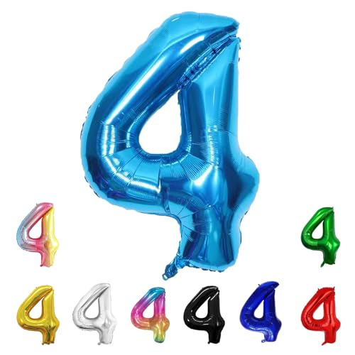 Geburtstags-Zahlenballons XXL-Riesen-Folienballons 40 Zoll – 101 cm Luftballons Geburtstag Jungen Mädchen Babyparty Geburtstagsdekorationen Jubiläumsparty-Dekorationen (hellblau, 4) von lxmydm