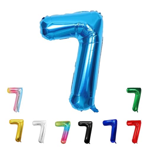 Geburtstags-Zahlenballons XXL-Riesen-Folienballons 40 Zoll – 101 cm Luftballons Geburtstag Jungen Mädchen Babyparty Geburtstagsdekorationen Jubiläumsparty-Dekorationen (hellblau, 7) von lxmydm