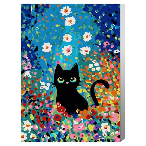 lxmydm Malen Nach Zahlen Erwachsene Katze DIY landschaft Ölgemälde Leinwand Set mit 3 Pinsel und Acrylpigment für Frauen Home Deko Geburtstag Weihnachten Geschenk - 40 x 50 cm (Ohne Rahmen) von lxmydm