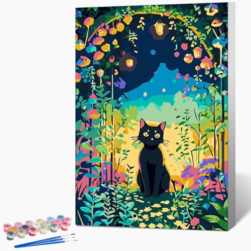 lxmydm Malen Nach Zahlen Erwachsene Katze DIY landschaft Ölgemälde Leinwand Set mit 3 Pinsel und Acrylpigment für Frauen Home Deko Geburtstag Weihnachten Geschenk - 40 x 50 cm (Ohne Rahmen) von lxmydm