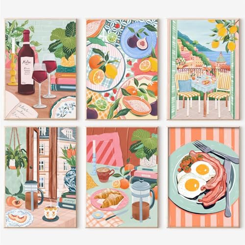 lxmydm Malen nach Zahlen 6-teiliges Set DIY Ölgemälde nach Zahlen Essen für Anfänger kommt mit Polypropylenfarbe und Pinsel Geburtstagsgeschenk (20 x 30cm) von lxmydm