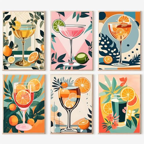 lxmydm Malen nach Zahlen Cocktailgläser 6er Set mit knitterfreier Leinwand Polypropylenfarbe und 6 Pinseln Perfekt für jedermann als Geschenk (20x30) von lxmydm