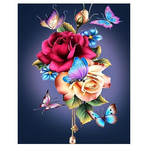 lxmydm Malen nach Zahlen Erwachsene – Rose DIY Blume nach Zahlen Malen mit 3 Pinseln und Acrylfarbe, Heimdekoration, Geschenk, 40 x 50 cm (Rahmenlos) von lxmydm