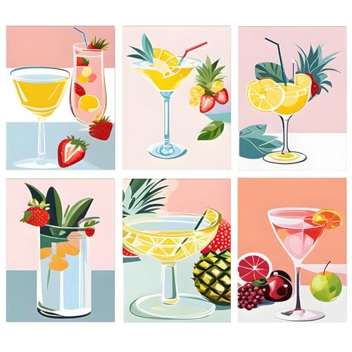lxmydm Malen nach Zahlen Erwachsene digitales Ölgemälde Cocktailglas mit 2 Pinselsätzen und einem kompletten Satz Polypropylenfarben geeignet als Geschenk 20 x 30 von lxmydm