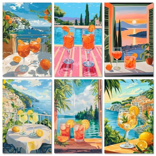 lxmydm Malen nach Zahlen erwachsene Cocktailgläser 6-teiliges Set digitale Ölgemäldelandschaft mit 2 Pinselsätzen 1 komplettes Set Polypropylenfarbe als Geschenk 20 x 30 lxmydm Malen nach Zahlen erwachsene Cocktailgläser 6-teiliges Set digitale Ölgemäldelandschaft mit 2 Pinselsätzen 1 komplettes Set Polypropylenfarbe als Geschenk 20 x 30 von lxmydm