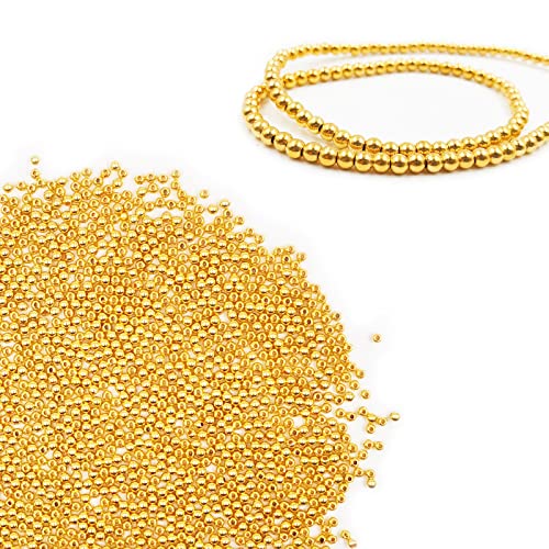 2400 Stück glatte runde Perlen Gold Spacer Lose Kugelperlen 4 mm, lyfLux für Armbänder Schmuckherstellung Handwerk von lyfLux