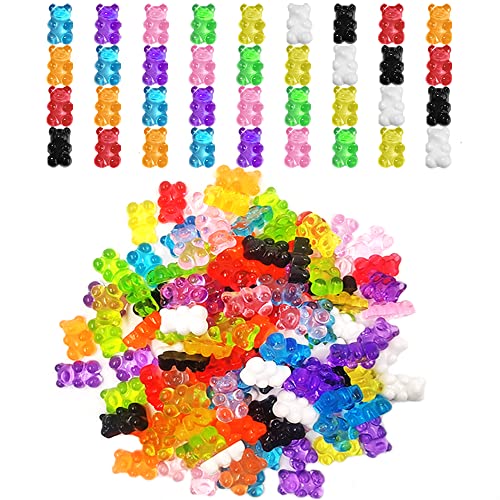 lyfLux Nagelgummibär-Charms, bunte Harz, flache Rückseite, Süßigkeitenbär-Anhänger für Bastelprojekte, 120 Stück von lyfLux