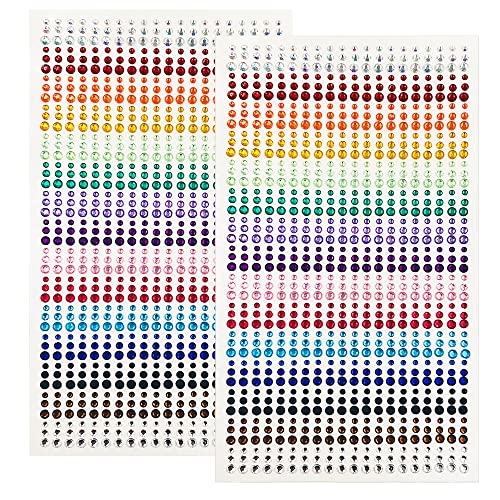 lyfLux selbstklebende Strassstein-Aufkleber, 15 Farben, 900 Stück, 3 mm, 4 mm, 5 mm, selbstklebend, bunte Edelstein-Strassstein-Verzierungen, Aufkleber für Bastelarbeiten von lyfLux