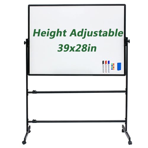 Lylunnamsp Mobiles Whiteboard, Stehendes Whiteboard auf Rädern, tragbare, magnetische, trocken abwischbare Tafel, höhenverstellbar, Staffelei-Stil, Roll-Whiteboard für Klassenzimmer, Büro, Zuhause, 70 von lylunnamsp