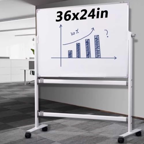 Lylunnamsp Rollende trocken abwischbare Tafel, tragbares, magnetisches Whiteboard mit Ständer, doppelseitiges Whiteboard im Staffelei-Stil mit Rollen, mobiles Steh-Whiteboard für Büro, Klassenzimmer von lylunnamsp