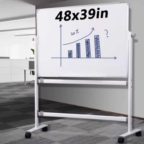 Lylunnamsp Rollende trocken abwischbare Tafel, tragbares, magnetisches Whiteboard mit Ständer, doppelseitiges Whiteboard im Staffelei-Stil mit Rollen, mobiles Steh-Whiteboard für Büro, Klassenzimmer von lylunnamsp