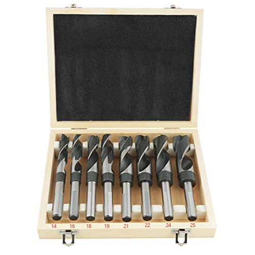 lyrlody 8 Stück HSS Spiralbohrer Set groß wärmebehandelt Industrie, Bohrer-Set mit 8 verschiedene Größen, 14 mm, 16 mm, 18 mm, 19 mm, 21 mm, 22 mm, 24 mm, 25 mm von lyrlody