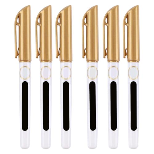 lyrlody 6 Pack -Metallic -Marker -Stifte, 0,7 Mm Feiner Tipp Acrylfarbenmarkierungen Gold Silberharz Zeichnung für Kalligraphie -Schriftzeichen (6 goldene) von lyrlody