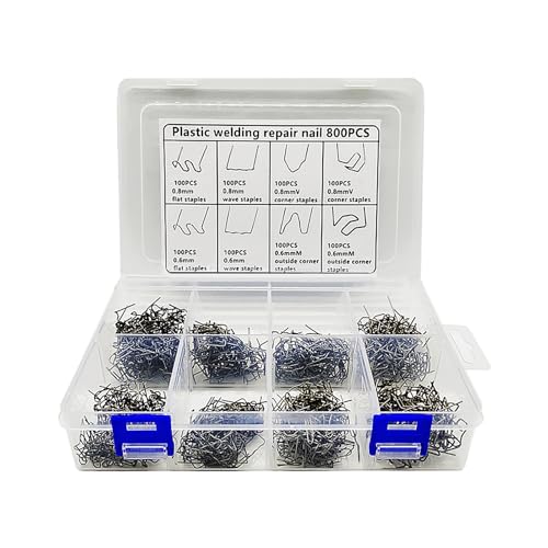 lyrlody Plastikschweißhüftel, Automatische Reparatur Heißer Staples -Aufbewahrungsbox 800pcs, um Feste und Dauerhafte Reparaturen an Flexiblen Thermoplastischen Teilen, Reichlich in (800 Stück) von lyrlody