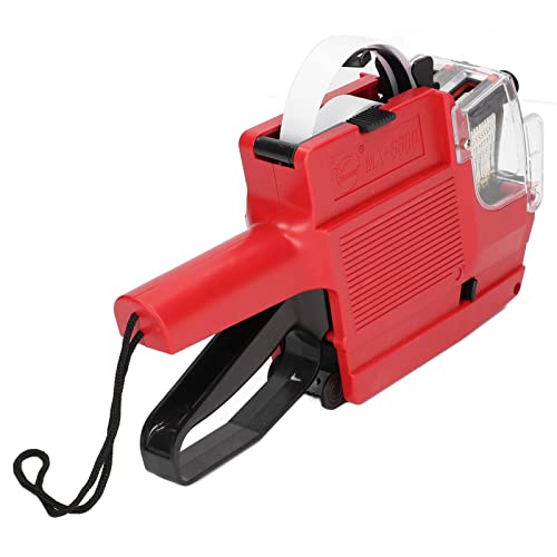 lyrlody Preismarker, 2 Zeile 10 -Ziffern Preisschilds -Kit mit Tintenwalze, Etikettenaufkleber für Einzelhandel, Organisation, Rot, Gelb, Blau, ABS Material (Rot) von lyrlody