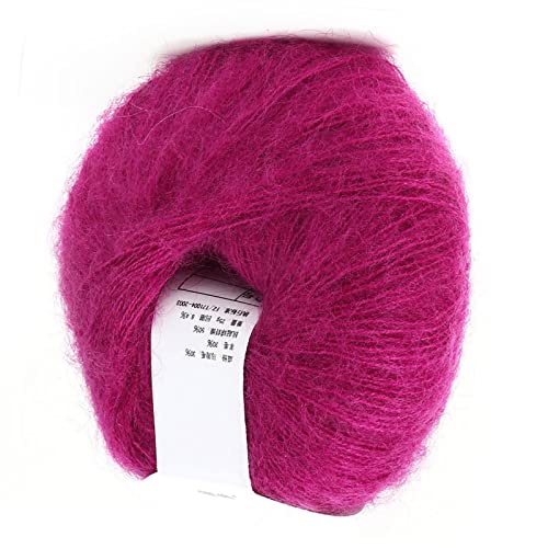 lyrlody Weiches Mohair -Strickmaterial, Handwaschbares, Leichtes Strickgarn für -Häkelgewinde, mit 30% Mohair, 20% Wolle, 50% Ballaststoffe. (15 tiefe Rosenrot) von lyrlody