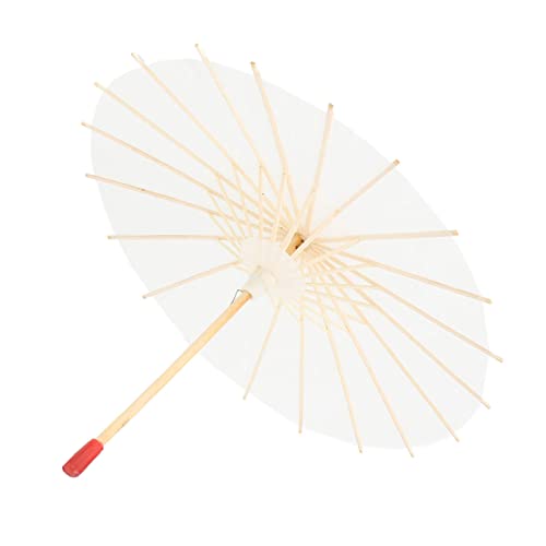 lyrlody Weißes Handwerkspapier Regenschirm, Handgefertigter Fotografie -Requisiten der Chinesischen Stil mit Festem Holzgriff Zum Malen Verschiedener Muster (Durchmesser beträgt ca. 29,5 cm) von lyrlody