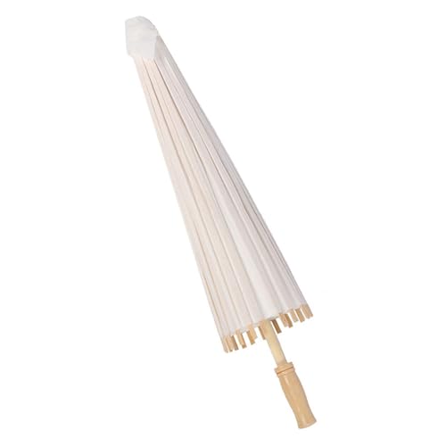 lyrlody Weißes Handwerkspapier Regenschirm, Handgefertigter Fotografie -Requisiten der Chinesischen Stil mit Festem Holzgriff Zum Malen Verschiedener Muster (Durchmesser beträgt ungefähr 59 cm) von lyrlody