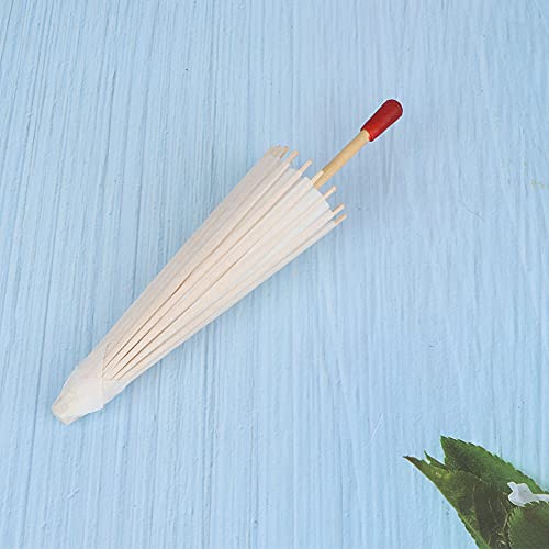 lyrlody Weißes Handwerkspapier Regenschirm, Handgefertigter Fotografie -Requisiten der Chinesischen Stil mit Festem Holzgriff Zum Malen Verschiedener Muster (Durchmesser ca. 85,5 cm) von lyrlody