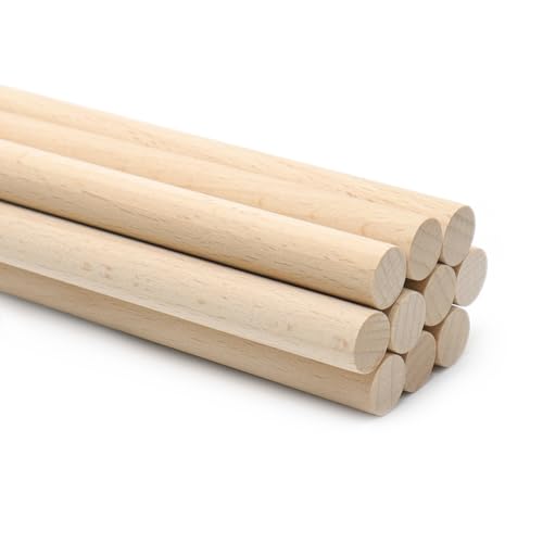 lyualma 10 Stück Natürliche Runde Holzstäbe 1.2 x 30 cm Unbearbeitete Holzstäbchen für Handwerk Holzdübel Dübel Bastelartikel für Kunst und Heimwerker von lyualma