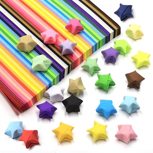 lyualma 2160 Stück Origami Sterne Papier Papierstreifen Star Paper Strips Bastelarbeiten Streifen Origami für DIY-Kunstherstellung, 27 Farben Rainbow Colors von lyualma