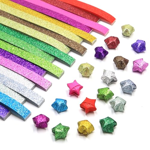 lyualma 720 Stück Glitzernd Origamipapier Doppelseitige Origami DIY-Papier-Sternstreifen Star Paper 18 Farben Glitzersternpapier für Dekoration lyualma 720 Stück Glitzernd Origamipapier Doppelseitige Origami DIY-Papier-Sternstreifen Star Paper 18 Farben Glitzersternpapier für Dekoration von lyualma