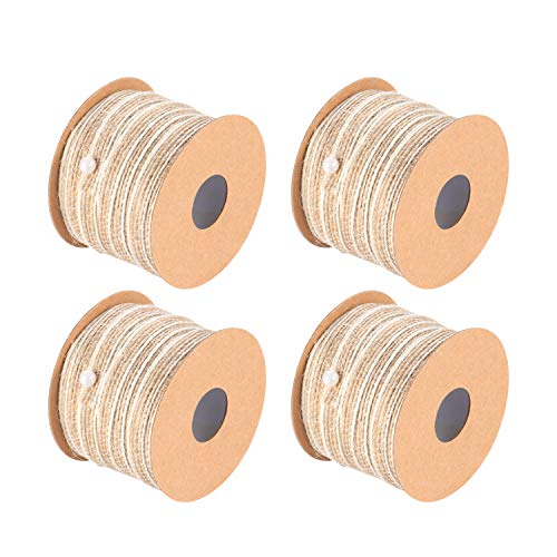 4 Rollen Jute-Sackleinenband, natürliche Sackleinenbandbindung, Juteband für DIY-Kunsthandwerk Geschenkverpackung Hochzeitsdekoration (5 mm × 10 m) von lzijun