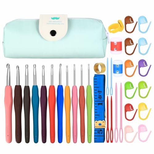 lzijun Häkelnadel Set, 31 Stück Häkelhaken Set, 2mm-7mm Ergonomische Häkelnadeln Set, Stricknadeln, Häkelset für Anfänger, Gummi Häckelnadel, mit Häkel Zubehör, Tragbaren Tasche lzijun Häkelnadel Set, 31 Stück Häkelhaken Set, 2mm-7mm Ergonomische Häkelnadeln Set, Stricknadeln, Häkelset für Anfänger, Gummi Häckelnadel, mit Häkel Zubehör, Tragbaren Tasche von lzijun